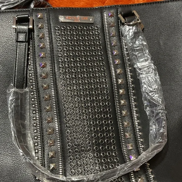 Nicole Lee Black Studded Shoulder Bag - Picture 4 of 7